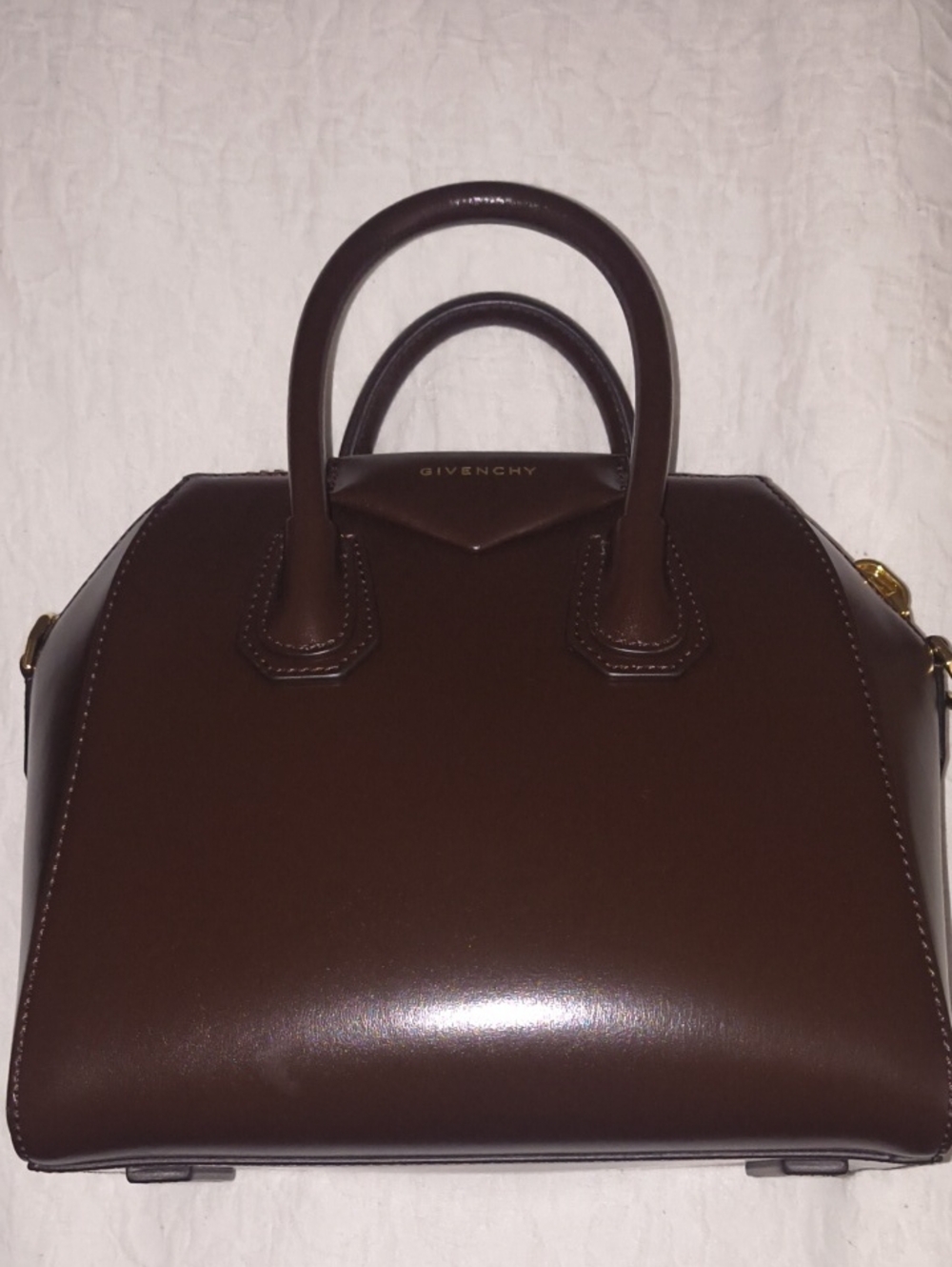 Givenchy Dark Brown Mini Leather Top-Handle Bag - Picture 1 of 9